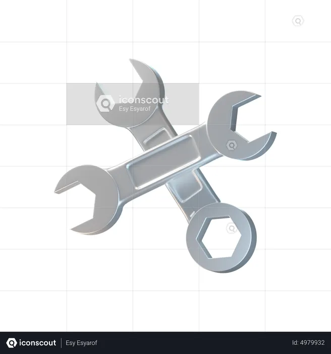 Spanner And Wrench  3D Icon