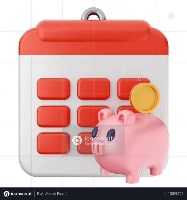 Sparschwein Kalender  3D Icon