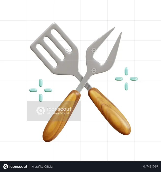 Spatula And Fork  3D Icon