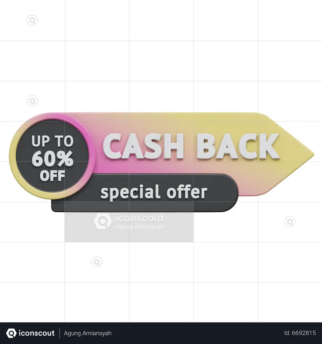 Special Offer Cash Back Upto 60 Percent  3D Icon
