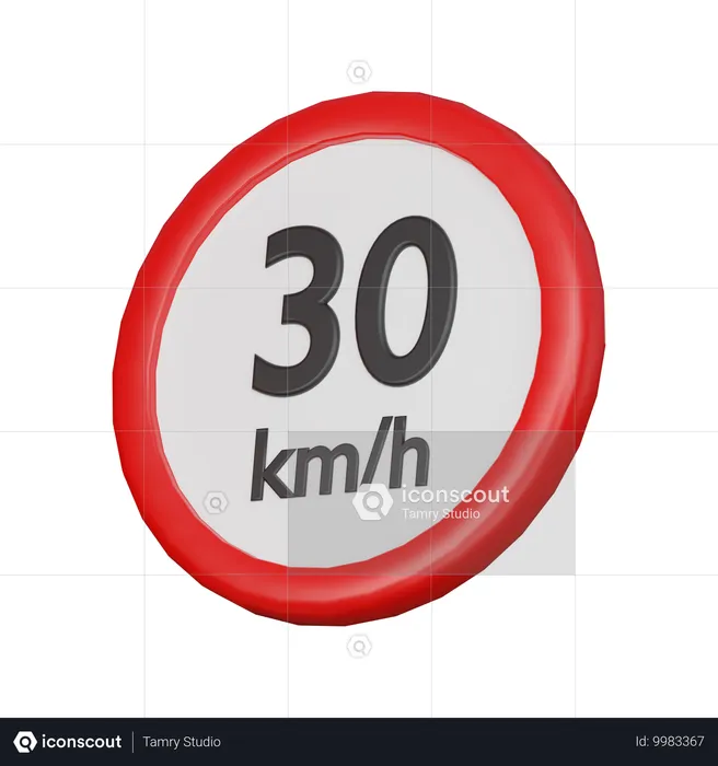 속도 제한 30kph 표시  3D Icon