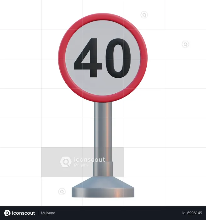 Speed Limit 40  3D Icon