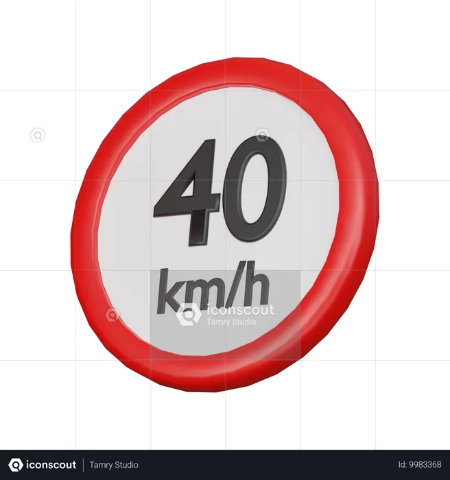 속도 제한 40kph 표시  3D Icon