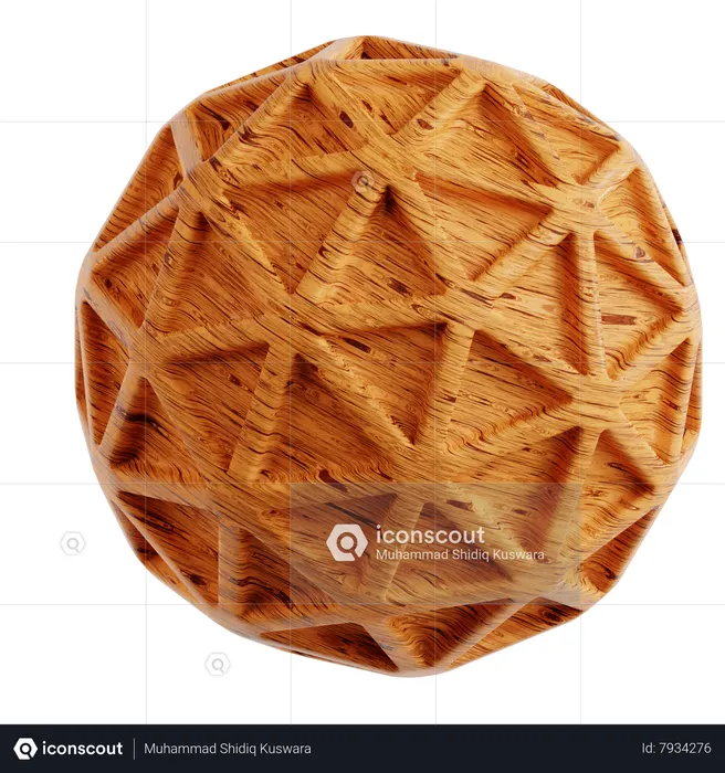 Wood Sphere Abstract Shape  3D Icon