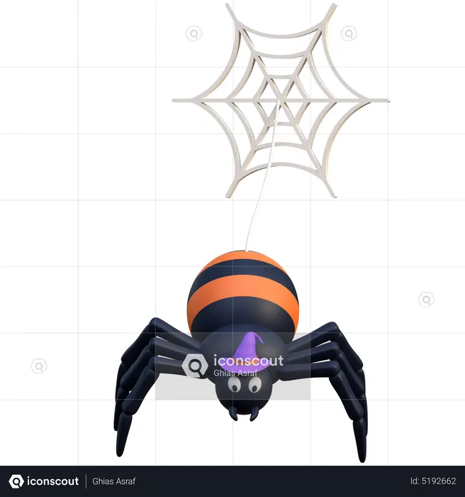 Spider Wearing Witch Hat  3D Icon