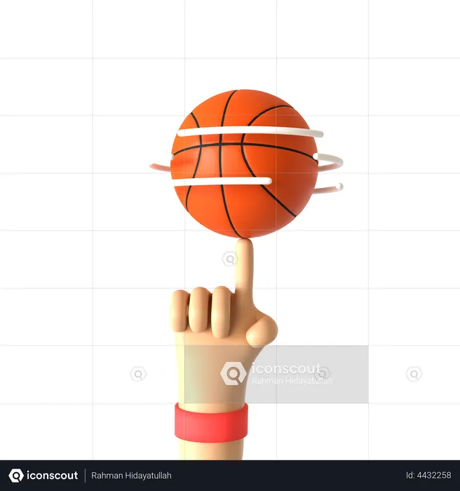 Spin Basketball Hand Gesture  3D Illustration