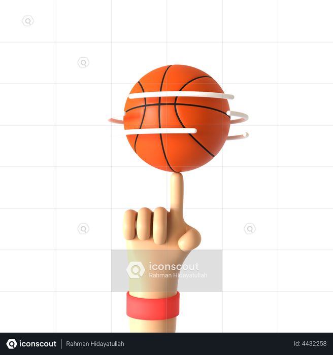 Spin Basketball Hand Gesture 3D Illustration