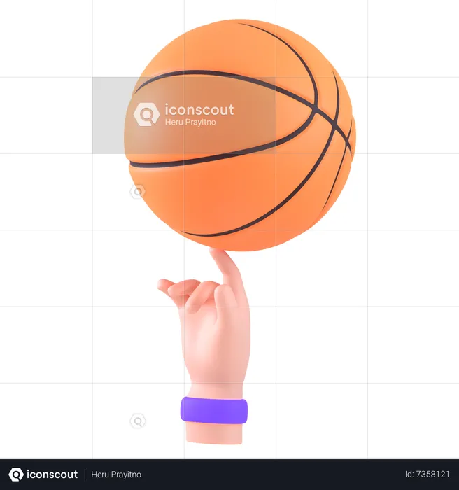 Sich drehender Basketball auf der Hand  3D Icon