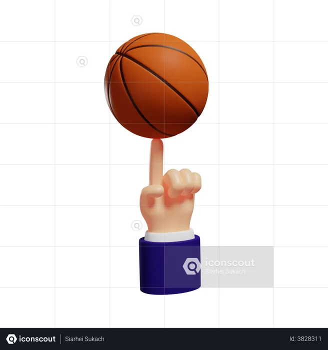 Spinning basketball on one finger  3D Illustration
