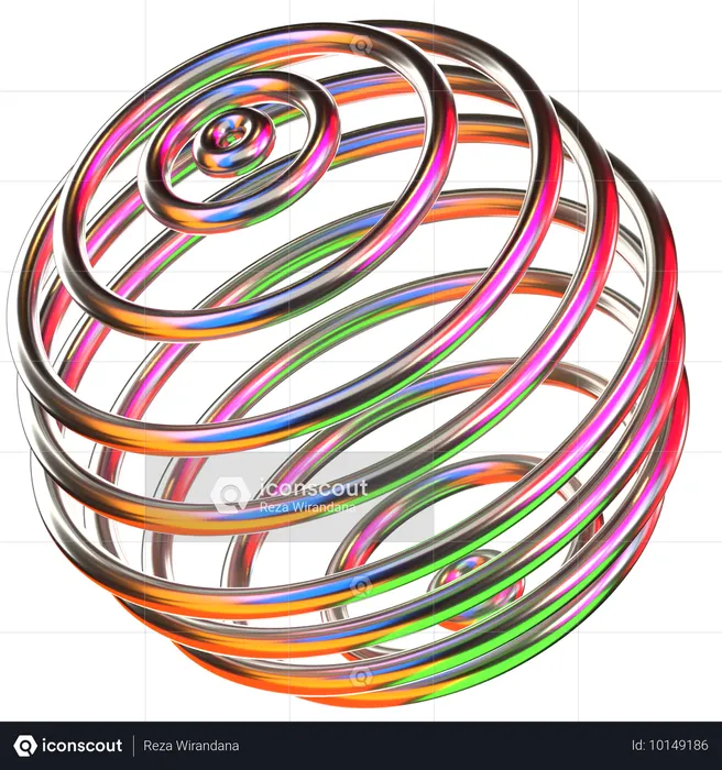 Spiral Ball Holographic Shapes  3D Icon