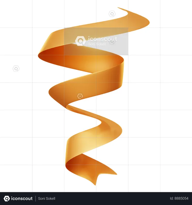 Spiral Golden Ribbon  3D Icon