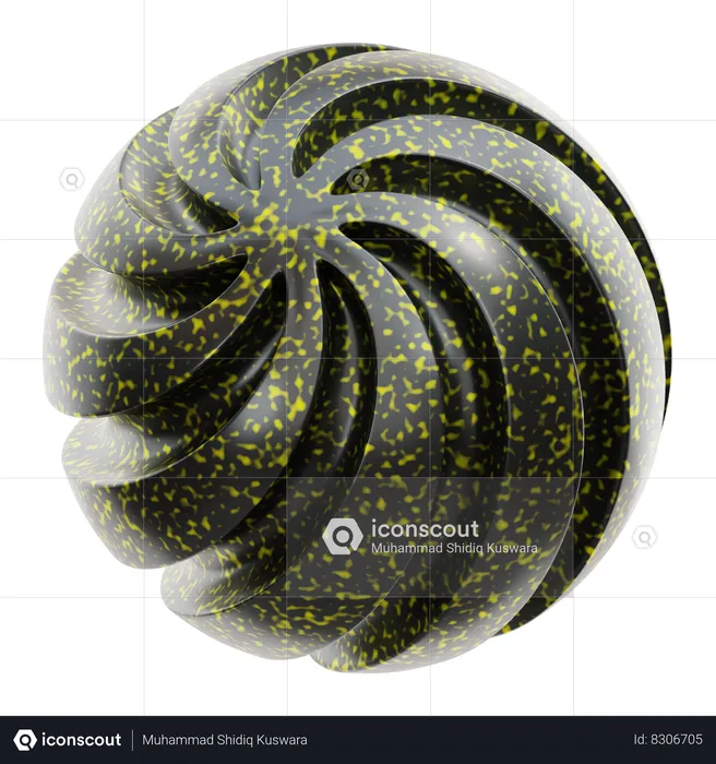 Metalic Spiral Abstract Shape  3D Icon