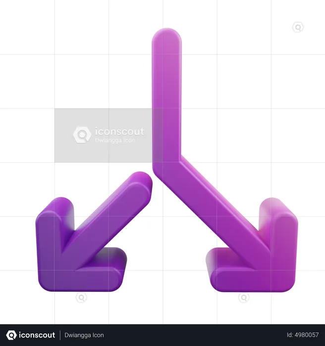 Split Down Arrow  3D Icon