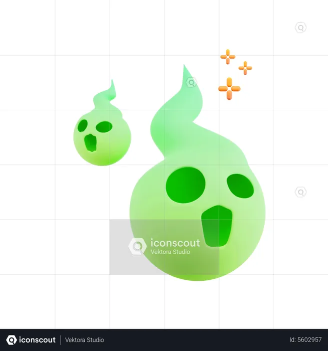 Spooky Green Ghost  3D Icon