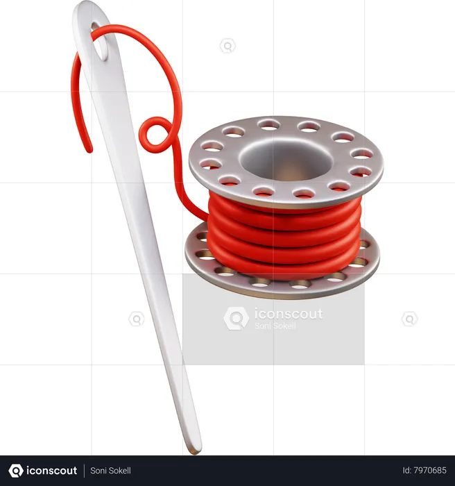 Spool And Needle  3D Icon