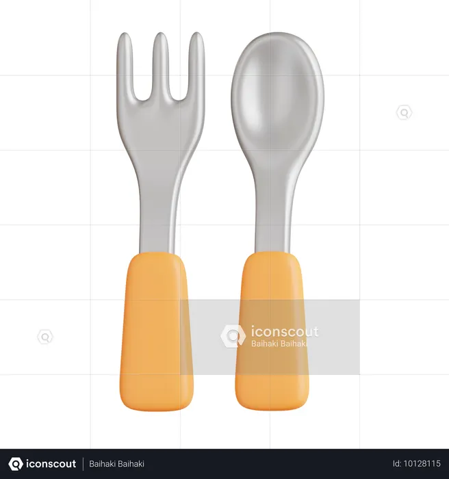 スプーンとフォーク  3D Icon