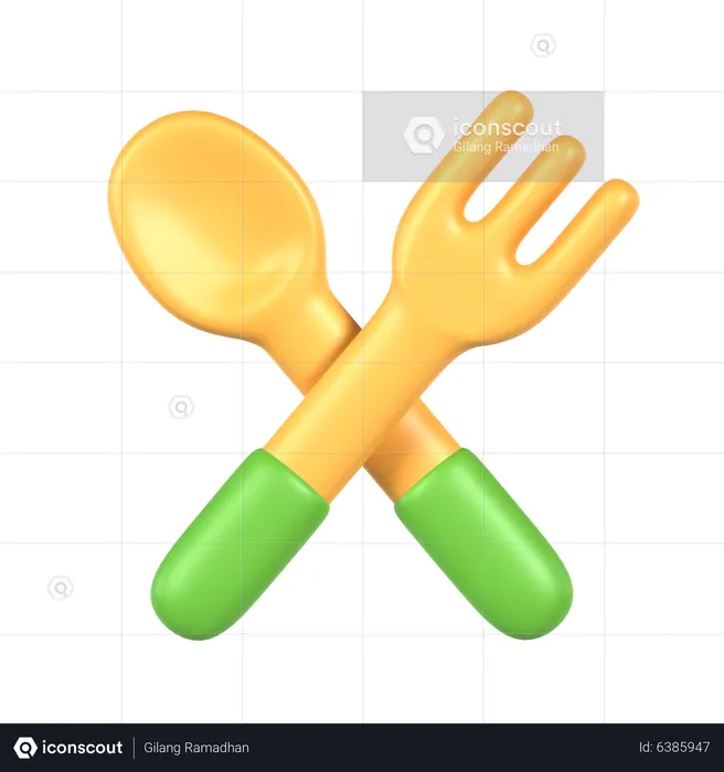 Spoon and Fork  3D Icon