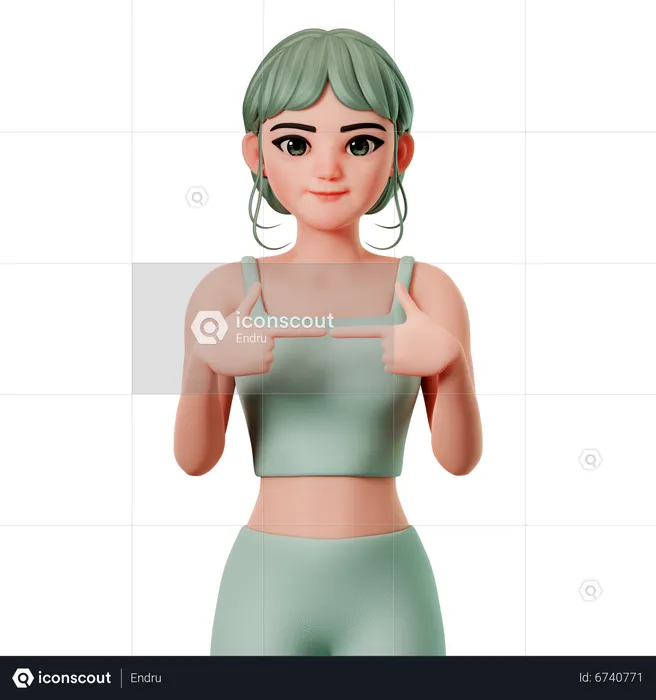 Fille De Sport Montrant Un Geste De La Main Mignon  3D Illustration