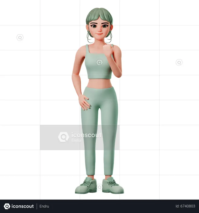 Sport Girl Showing Fist Using Right Hand  3D Illustration