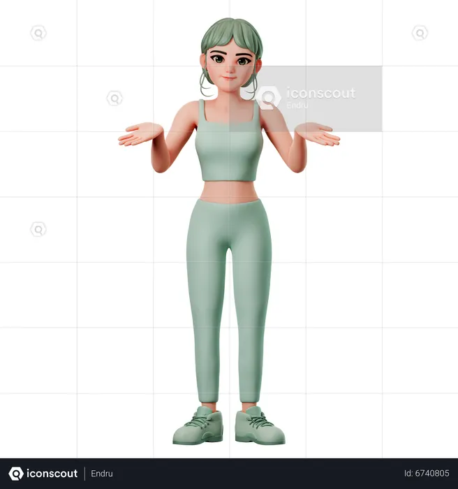 Sport Girl Showing Shurging Pose  3D Illustration