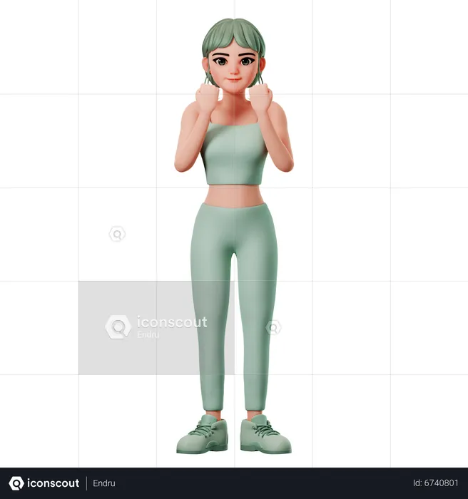Sport Girl With Happy Gesture  3D Illustration