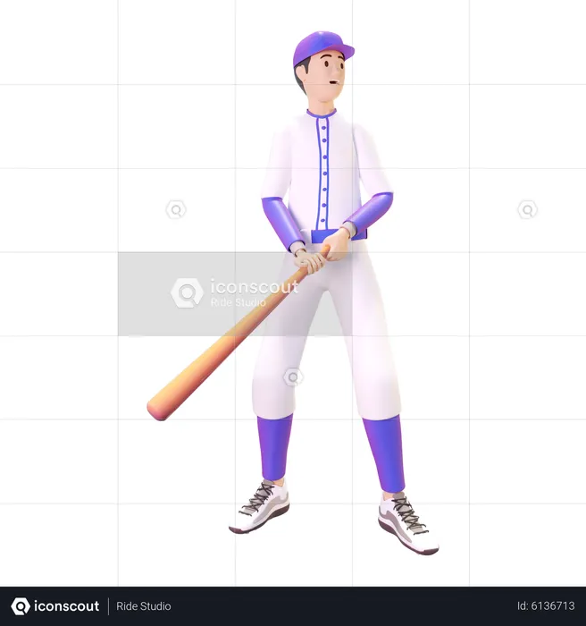 Homme de sport jouant au baseball  3D Illustration