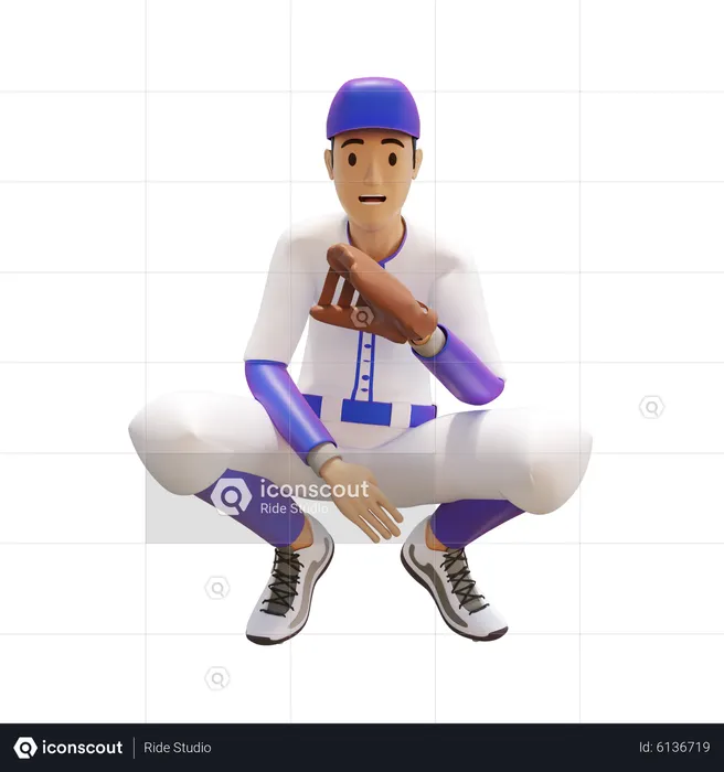 Sport man doing baseball keepeing  3D Illustration