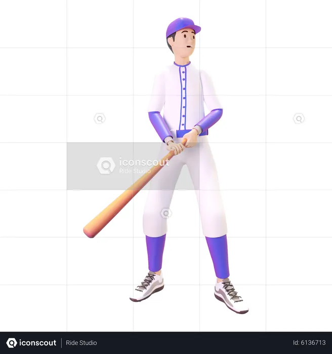 Sport man playing baseball  3D Illustration