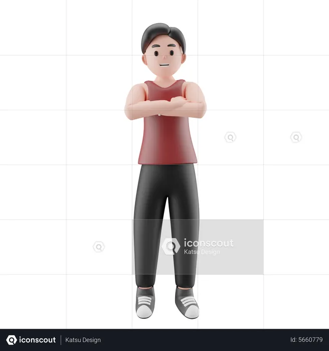 Sport Man Standing Confidently  3D Illustration