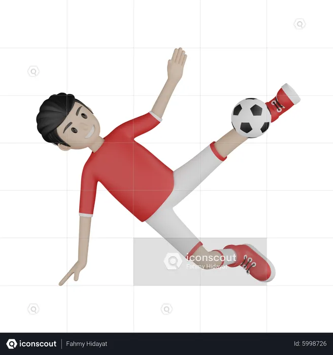 Sport person playing football  3D Illustration