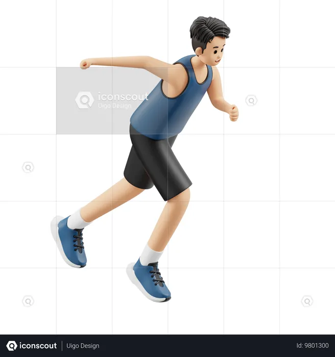 L'homme sportif commence à courir  3D Illustration