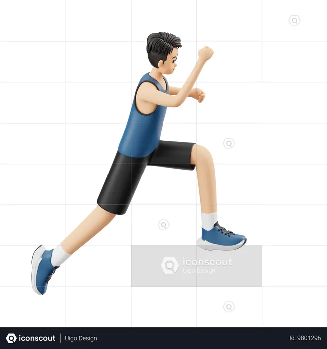 Homme sportif se préparant à sauter  3D Illustration