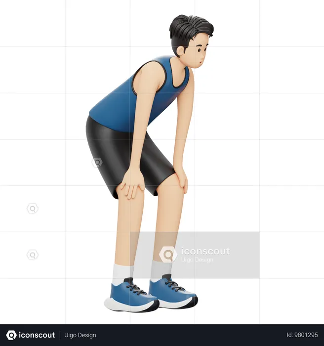 Sportler läuft erschöpft  3D Icon