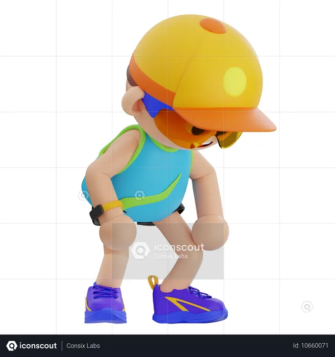 Sports Boy Feeling Tired  3D Icon