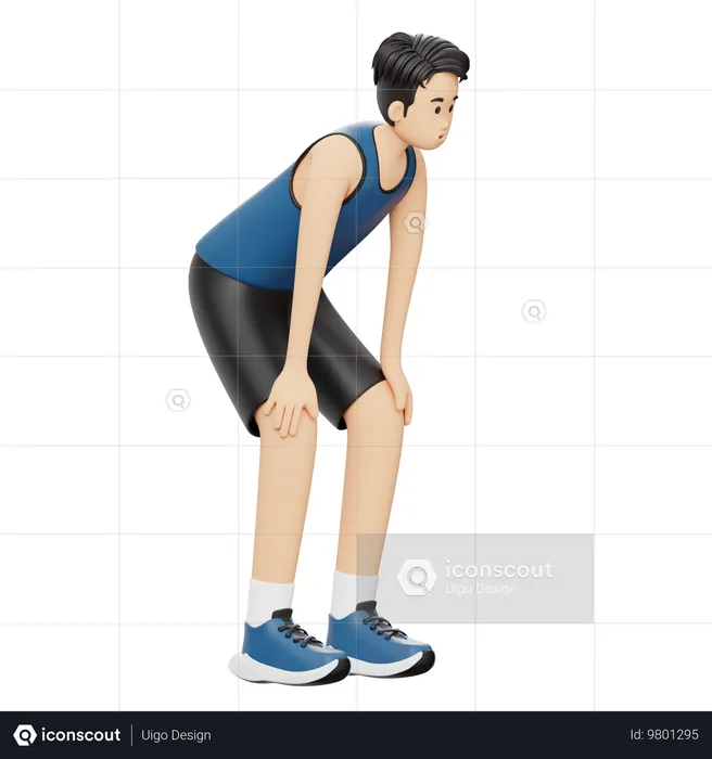 Sports Man Running Exhausted  3D Illustration