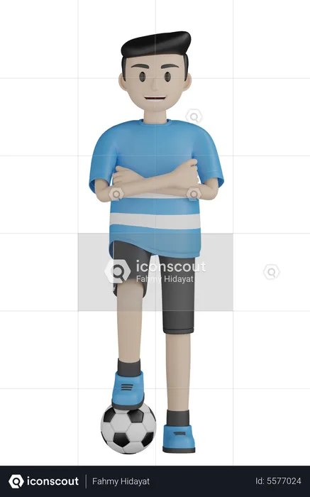 Sports Person Playing Football  3D Illustration