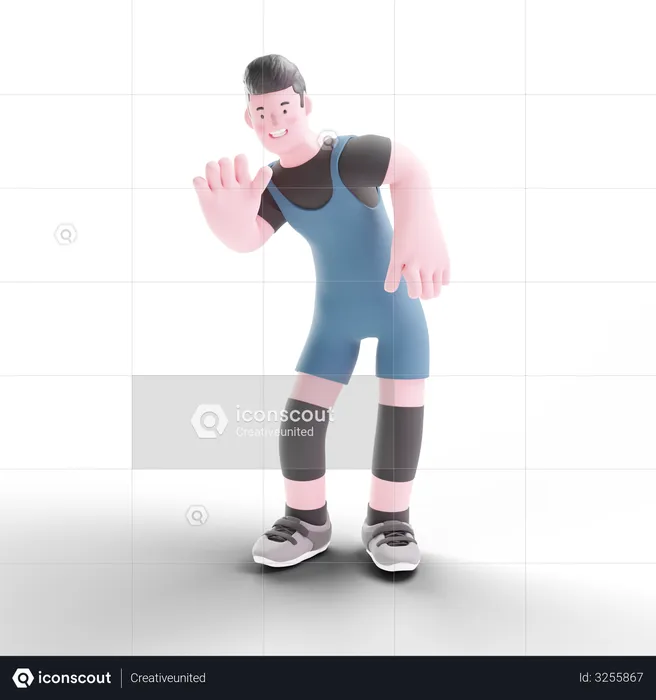 Sports person waiving hand  3D Illustration