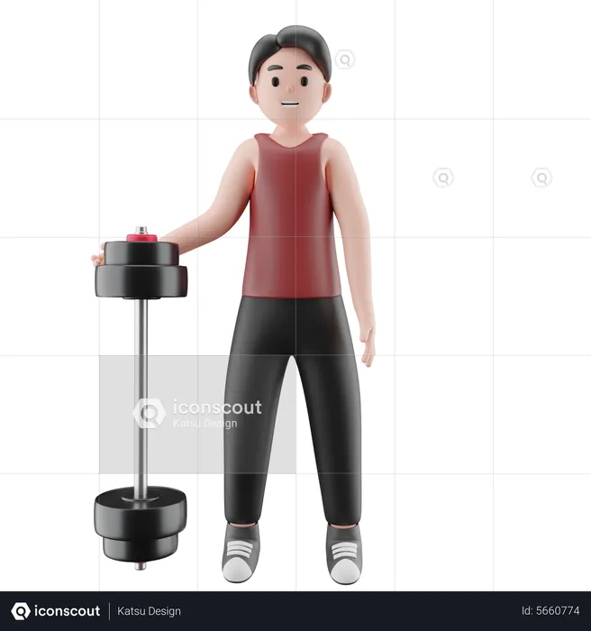 Sportsman With Babell  3D Illustration