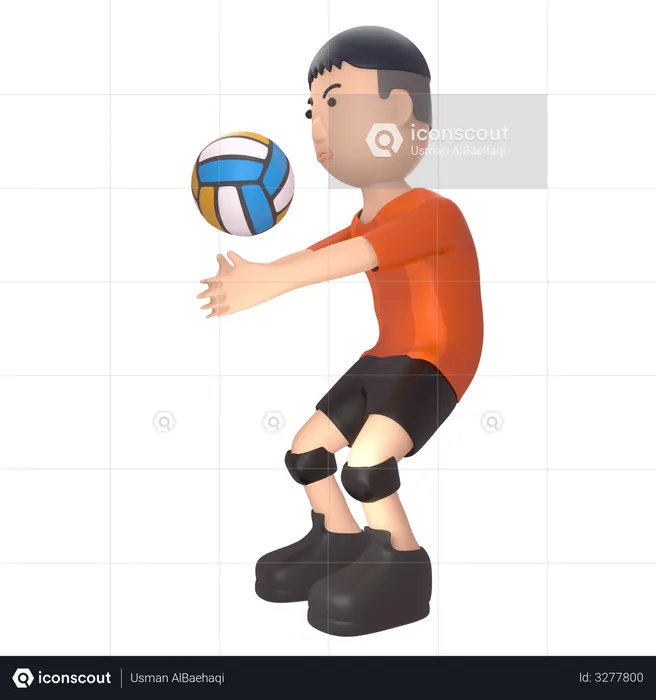 Sportsperson playing volleyball  3D Illustration