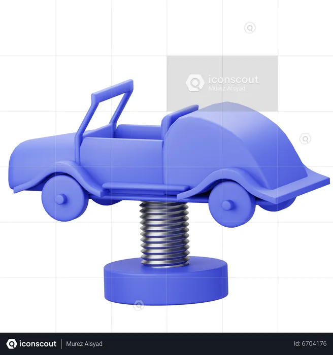 Spring Rocking Car  3D Icon
