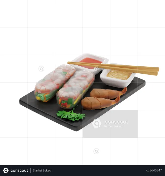 Spring Rolls  3D Illustration