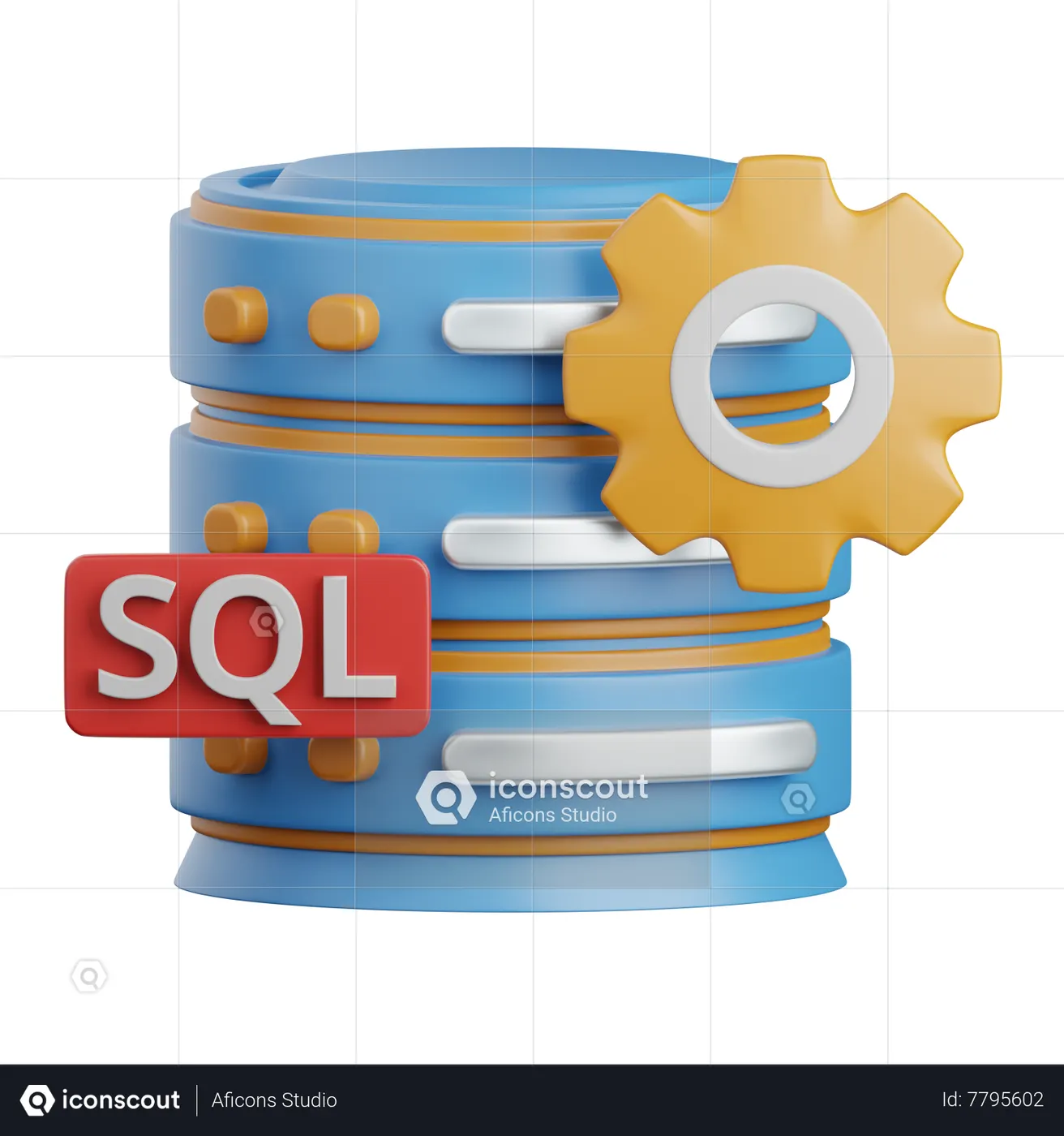 SQL 3D Icon download in PNG, OBJ or Blend format