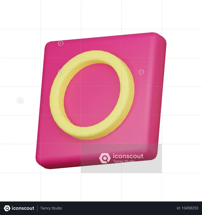 Square With Circle Abstract Shape  3D Icon