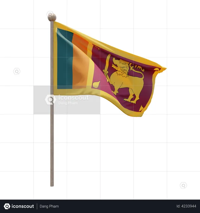 Sri Lanka Flag Pole  3D Flag
