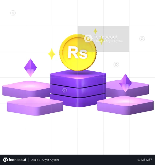 Sri Lankan Rupee Blockchain  3D Illustration