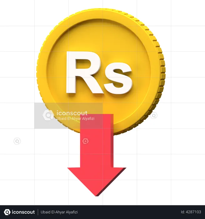 Sri Lankan Rupee Coin Rate Down  3D Illustration