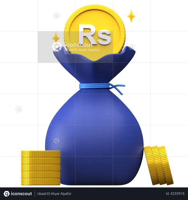 Sri Lankan Rupee Money Bag  3D Illustration