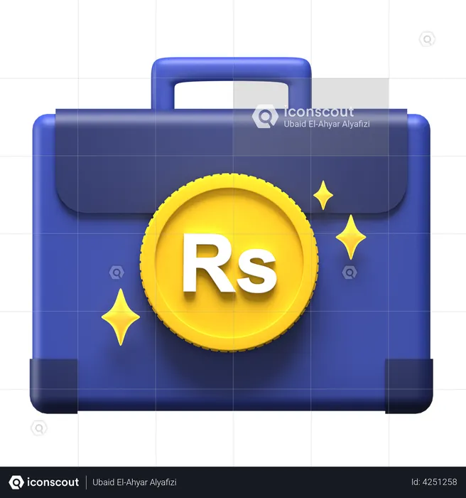 Sri Lankan Rupee Money Briefcase  3D Illustration