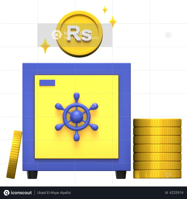 Sri Lankan Rupee Save Box  3D Illustration