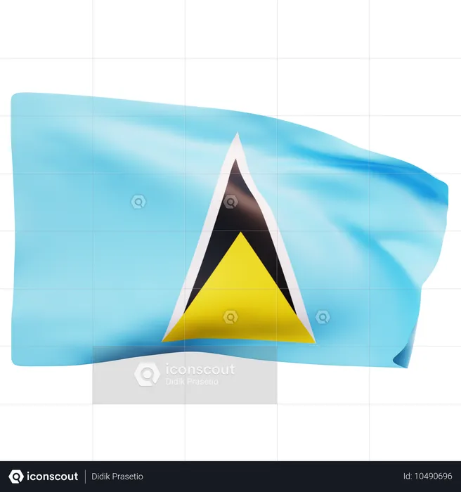 Flagge von St. Lucia Flag 3D Icon